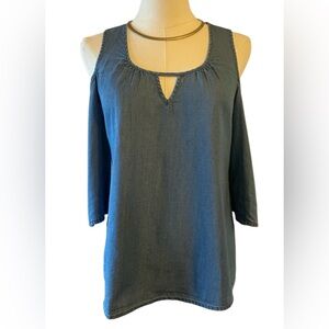 Candies Women’s Cold Shoulder  Chambray Top Size XS
